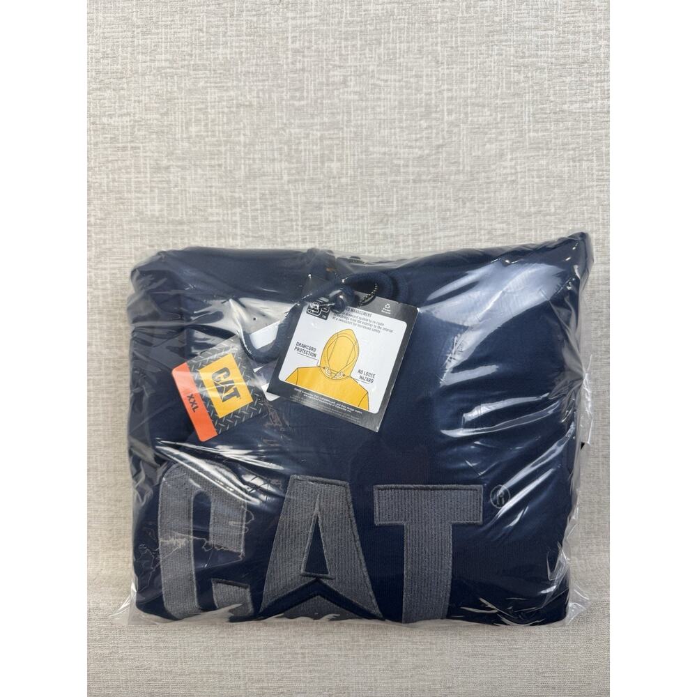 CAT Caterpillar Hoodie Men’s XXL Navy Blue Embroidered Logo Pullover NWT - Picture 10 of 10